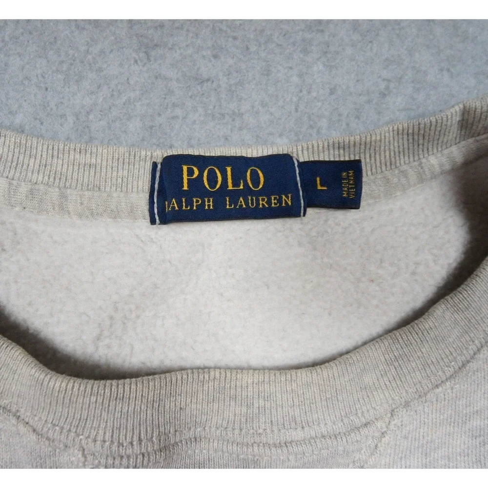 Polo Ralph Lauren Sweatshirt Mens Large Gray Crewneck Pony Logo Fleece Casual